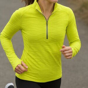 Title Nine Women's SWIFT Jacket Medium Bright Yellow 1/4 Zip Stretch Activewear